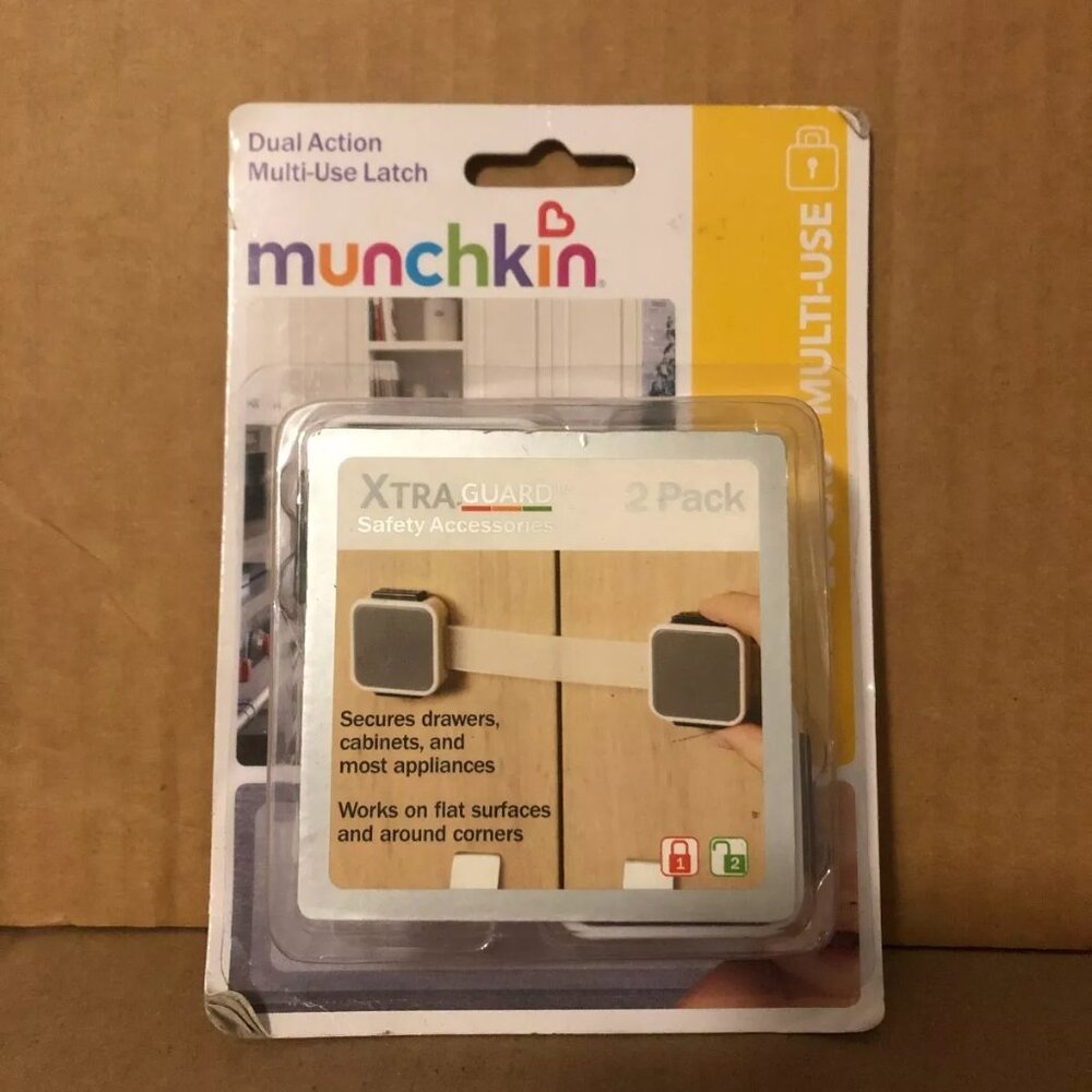 Munchkin Dual Action Multi-Use Drawer Secure Cabinet Latches, 2 Pack, New in Box